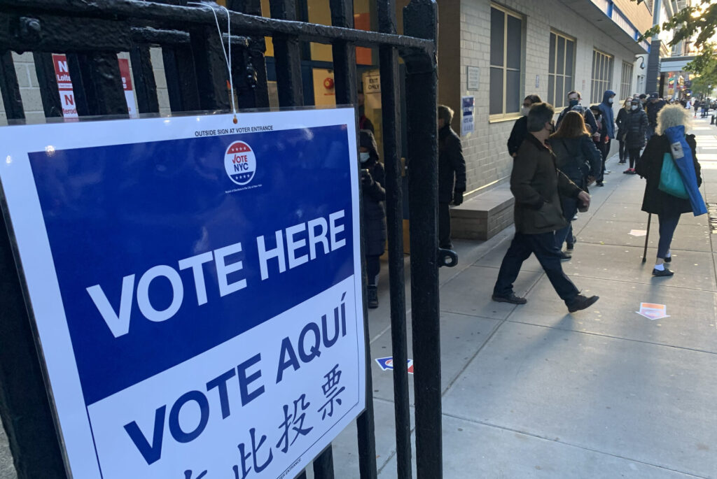 Voters on Line Early in Morning of Election Day in the Upper East Side of New York City