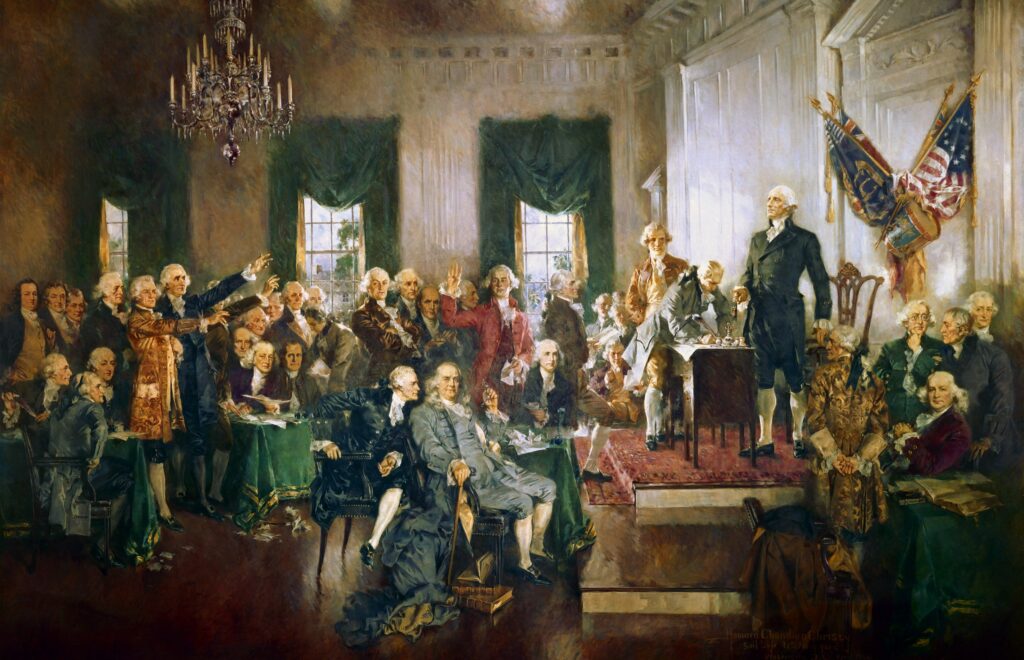 Scene at the Signing of the Constitution of the United States, Oil on Canvas, Howard Chandler Christy