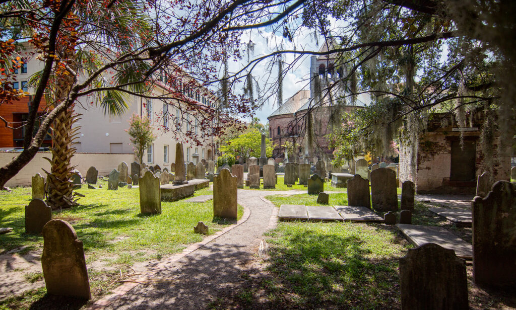 The famed cemetery is located across the street from St. Philips Episcopal Church, the oldest congregation in South Carolina.