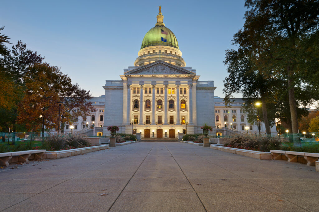 State capitol building in Madison, Wisconsin. 